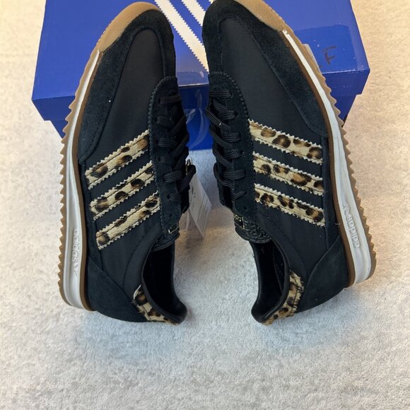 Adidas SL 72 OG Black with Fur Leopard Stripe Women SZ 6.5 New in Box - Picture 4 of 13